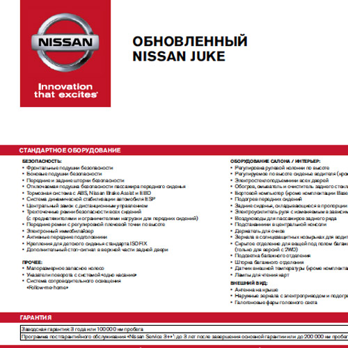 Новый Nissan Juke 2015 - Цены
